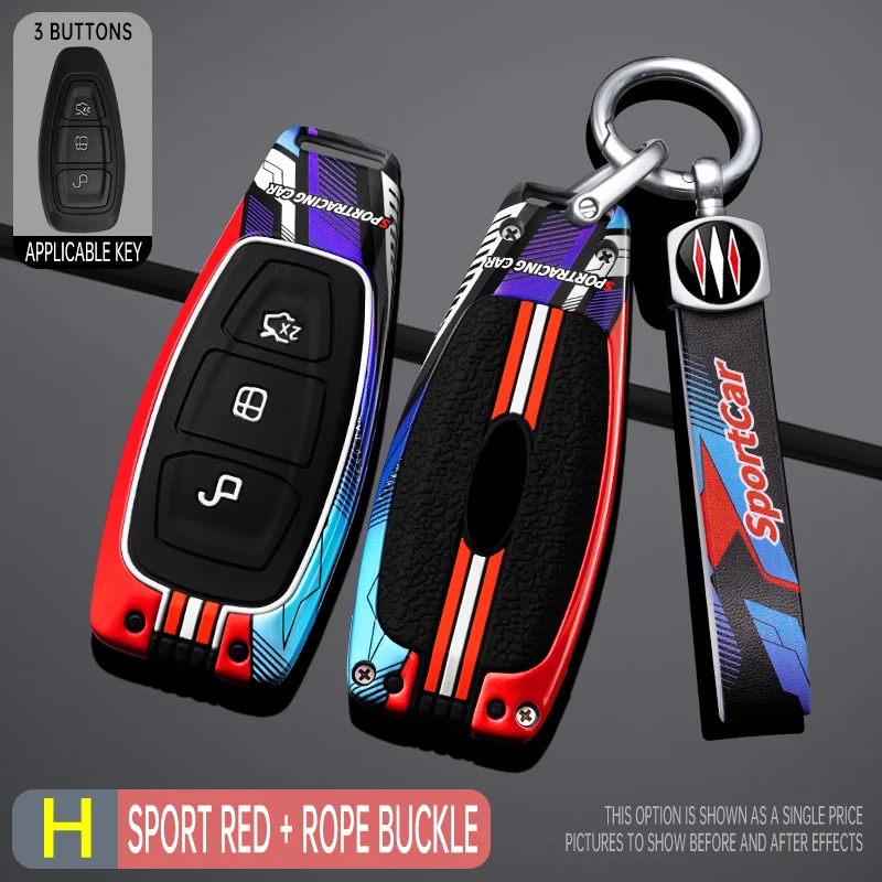 Funda de Metal para llave de coche estilo carreras, cubierta Fob para Ford Focus c-max Mondeo Kuga Fiesta Focus, llaves FOB de titanio