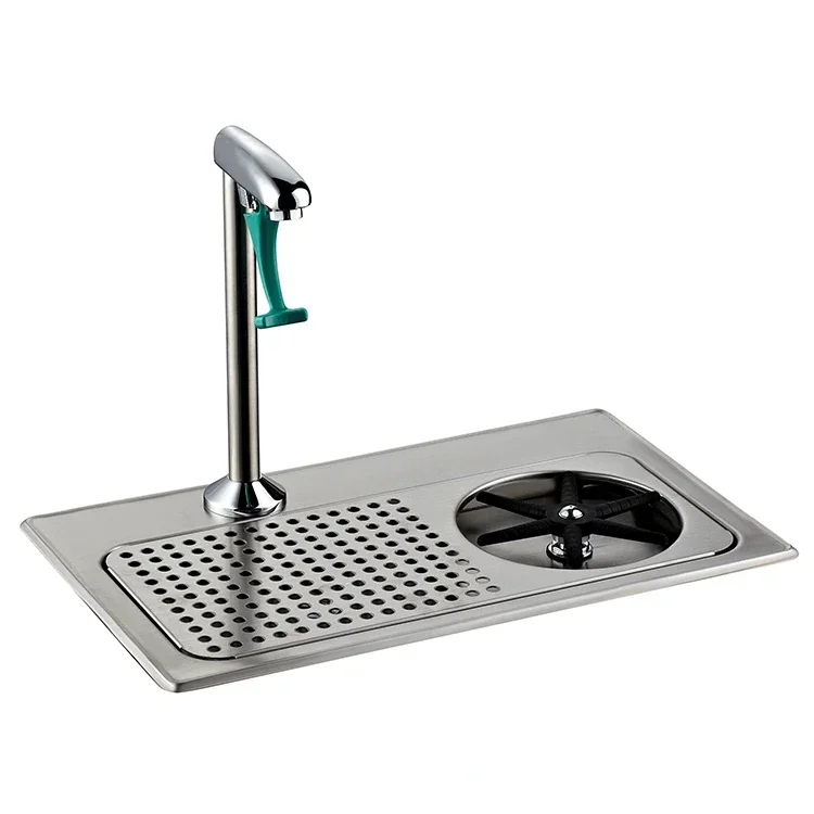 Milk Jug Glass Rinsers Tool Suit and Push Back Kitchen 304 Stainless Steel Faucet With Drip Tray