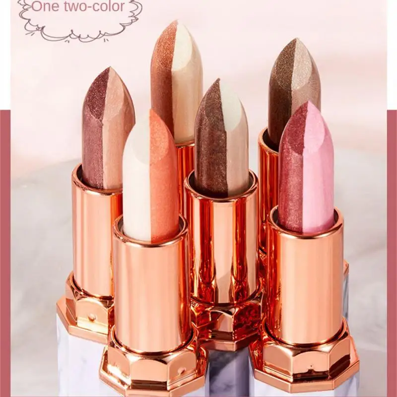 Profissional dupla cor gradiente veludo sombra de olho vara, maquiagem transparente, duradoura cosméticos, 2 em 1