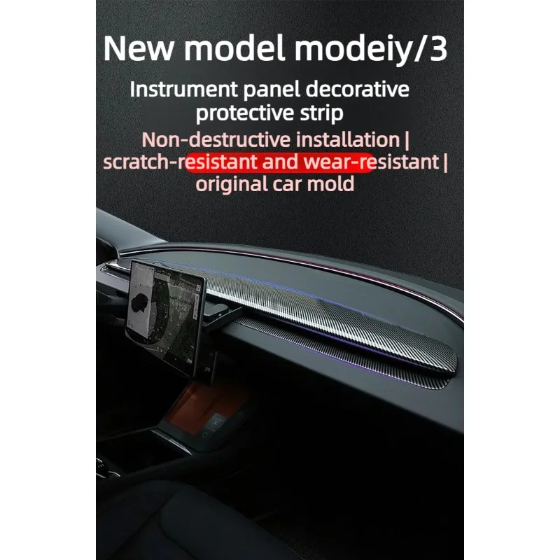 

For Tesla Huan New Version ModelY/3 Central Control Dashboard Decorative Strip, Interior Modification Protective Accessories