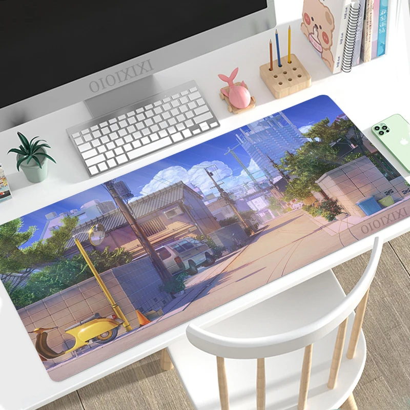 Mouse Pad Gamer Anime Street XL Custom Computer HD Mousepad XXL Playmat Carpet Non-Slip Natural Rubber Gaming laptop Mice Pad