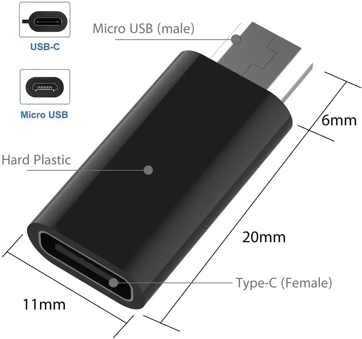 USB Type C Female To Micro USB Male Adapter Type-C Micro USB Charger Convert Connector for Xiaomi Redmi Huawei Phone Converter