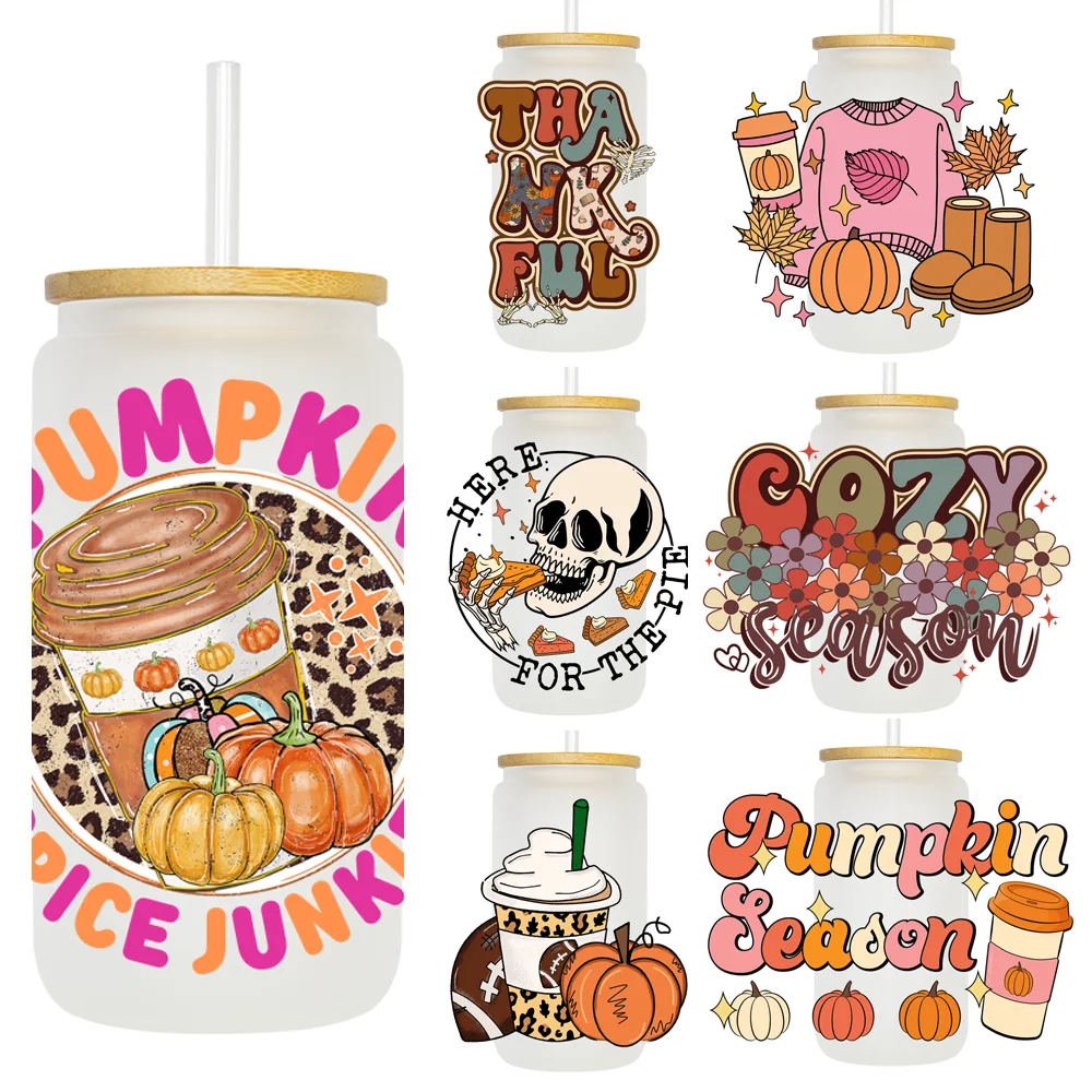 Cozy Season Farm Fresh Pumpkins Vibes UV DTF Transfers Stickers Decals For Libbey Cold Cups Mugs Tumbler Waterproof DIY Craft