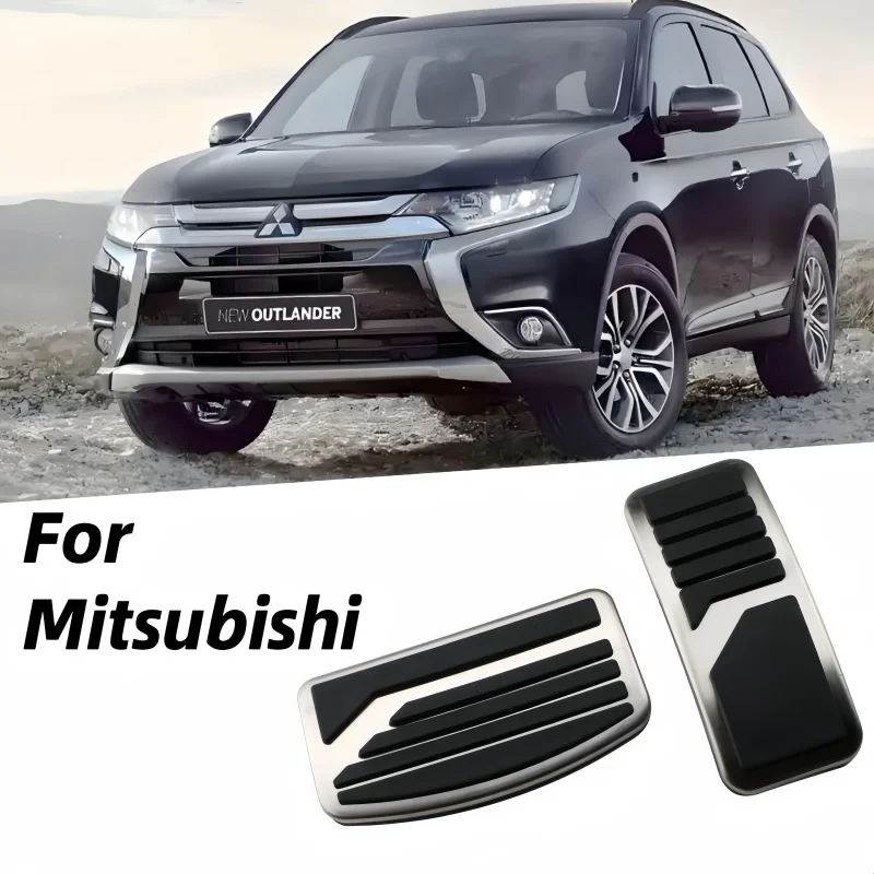 AT Car Gas Clutch Brake Pedal Cover Kit For Mitsubishi Pajero 3 Outlander Lancer X Eclipse Cross Rubber Stainless Pedal Cover