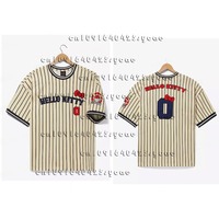 2025 Summer New Sanrio Hello Kitty Striped Baseball Jersey Classic Cartoon Anime Button Baseball Shirt Oversized Fashion Tops