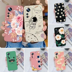 Case For Xiaomi 12 Pro Lite Ultra Cute Flower Astronaut Soft Liquid Silicone Anti Drop Phone Back Cover For Xiaomi12 Funda Capa