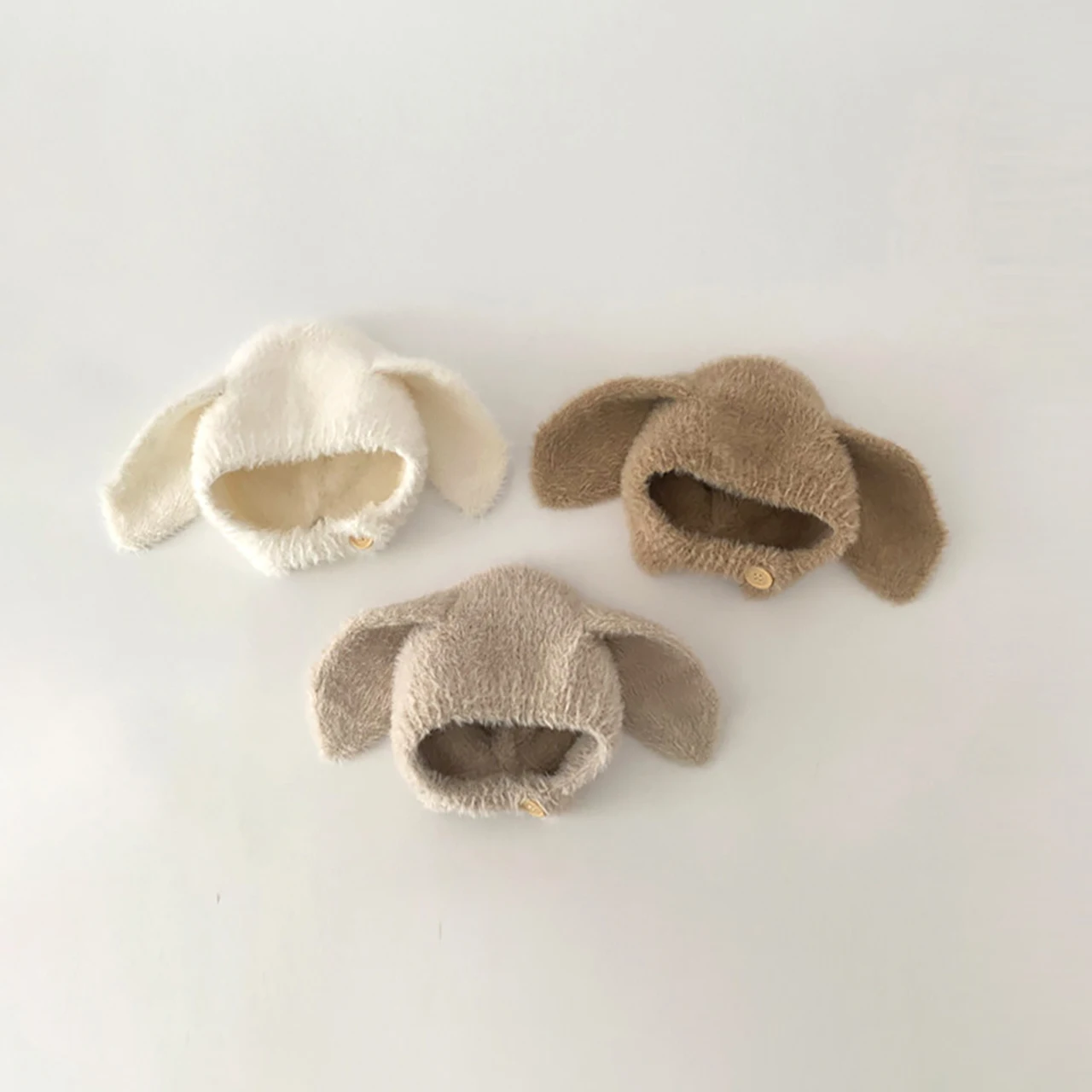 Cappello invernale con paraorecchie per bambini Simpatico orecchio di coniglio Peluche Infantile Ragazzo Ragazza Berretto Tinta unita Bambino Bambini Caldo Protezione per le orecchie Beanie Cofano