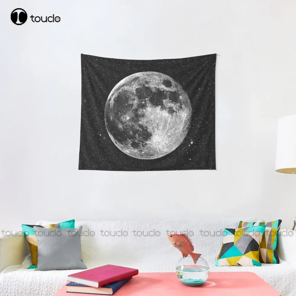 Full Moon Space Astronomy Stars Moon Tapestry Cool Wall Tapestry Blanket Tapestry Bedroom Bedspread Decoration Wall Covering view 3