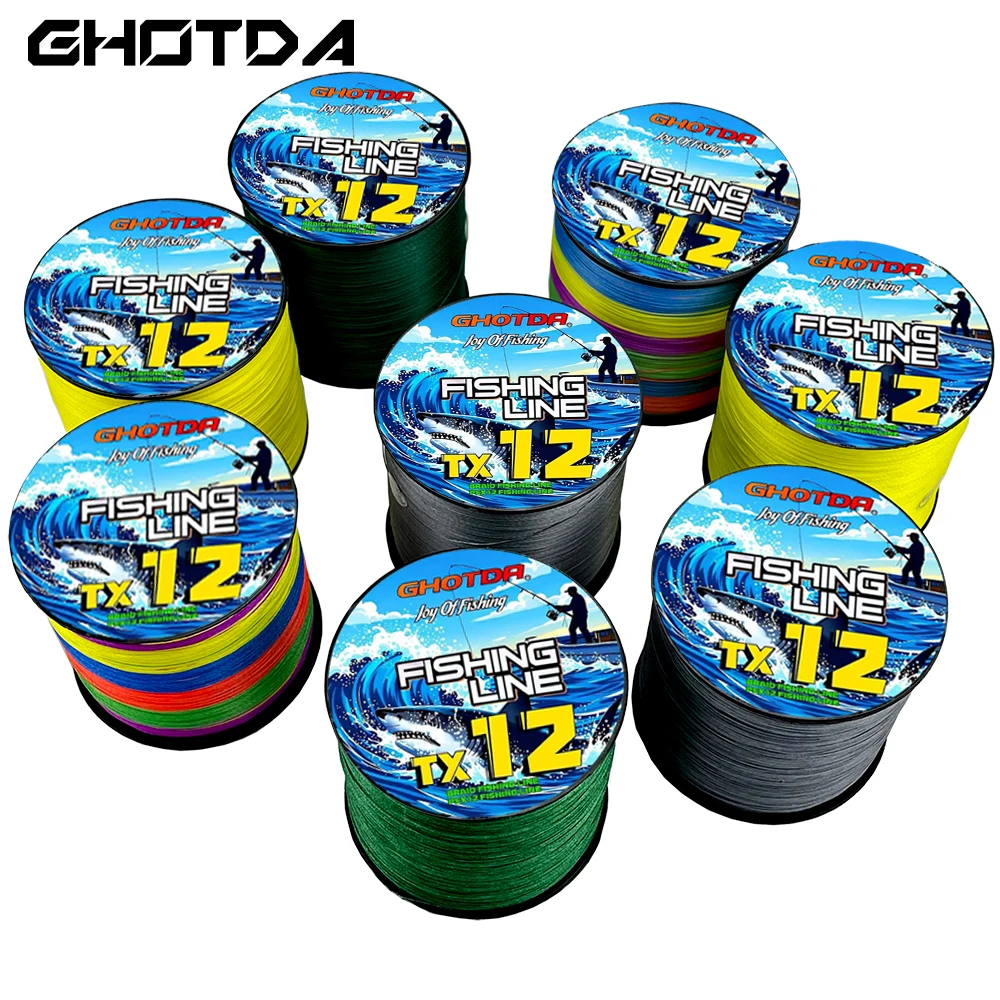 GHOTDA Sea Fishing Strong PE X12 Geflochtene Angelschnur 100M 300M 500M 1000M 12 Stränge 25lb~120LB Original Angelschnur