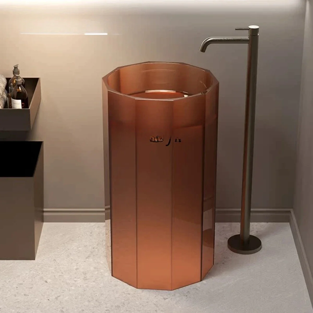 

HHFloor-to-ceiling Bathroom Hand Washing Column Basin Color Transparent Resin Basin Wash Basin Customization