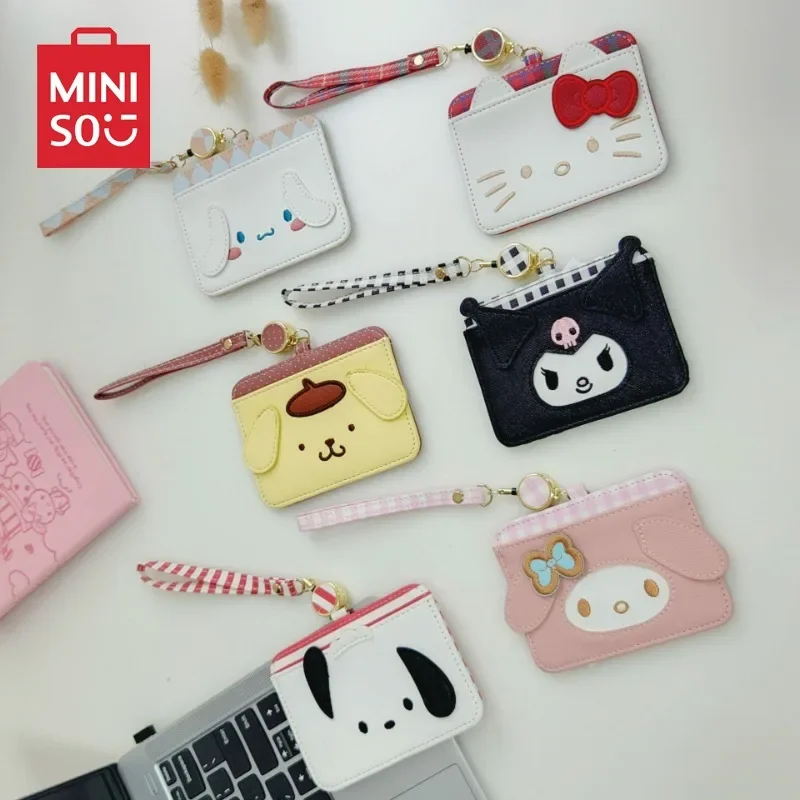 

New Kuromi Pochacco Hello Kitty Pom Pom Purin Student ID Card Set Campus Card Bus Strap Hanging Rope Retractable Buckle Brand