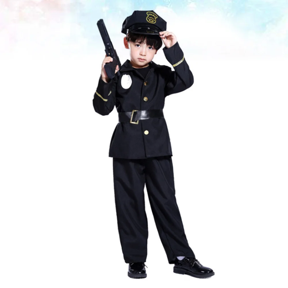 

Halloween Police Uniform Costume Role Play Clothing Suit Party Uniform Costume without for Size L 7-10 Years Old