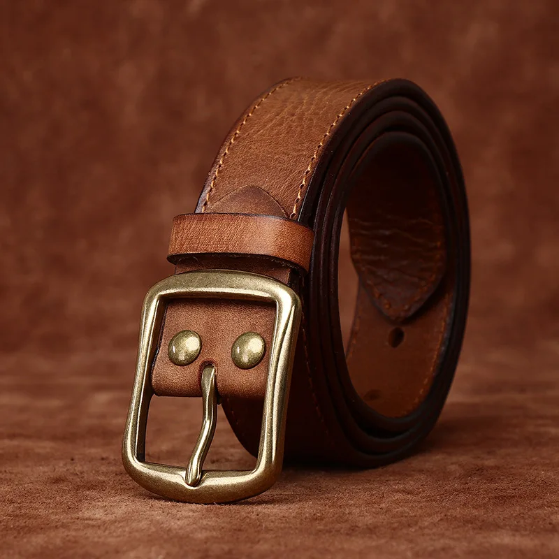 

Handmade vintage top layer cowhide men's belt versatile casual belt genuine leather pin buckle jeans belt