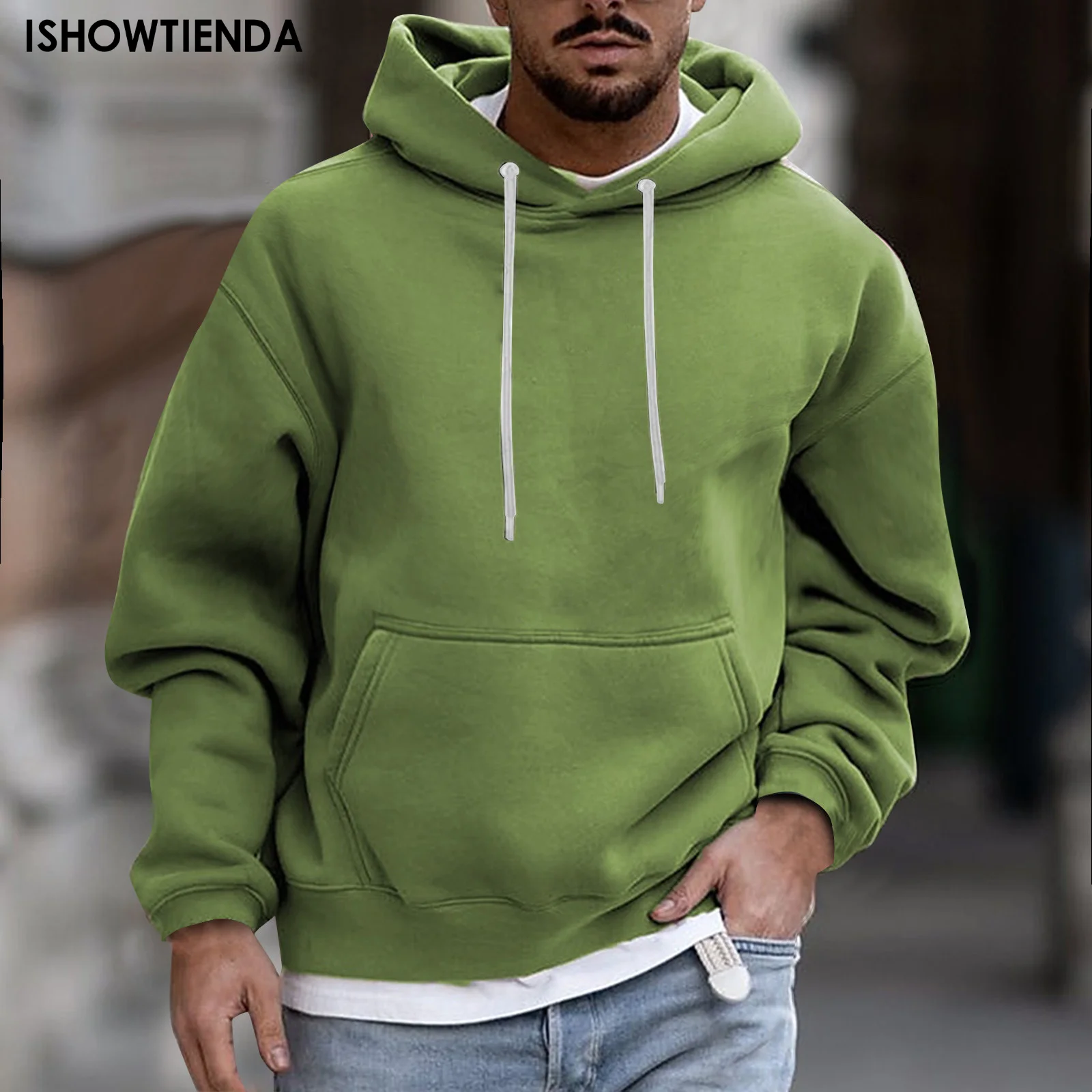 

Solid Color Men Hoodies Fleece Warm Mens Sweatshirt Fashion Streetwear Casual Men's Loose Breathable Pullovers Brand Hoody