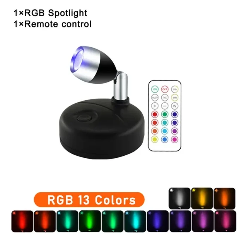 

Remote Wireless LED Spotlight Rotatable Feature Light Battery Powered Puck Picture Light Indoor Cabinet Light Wall Light