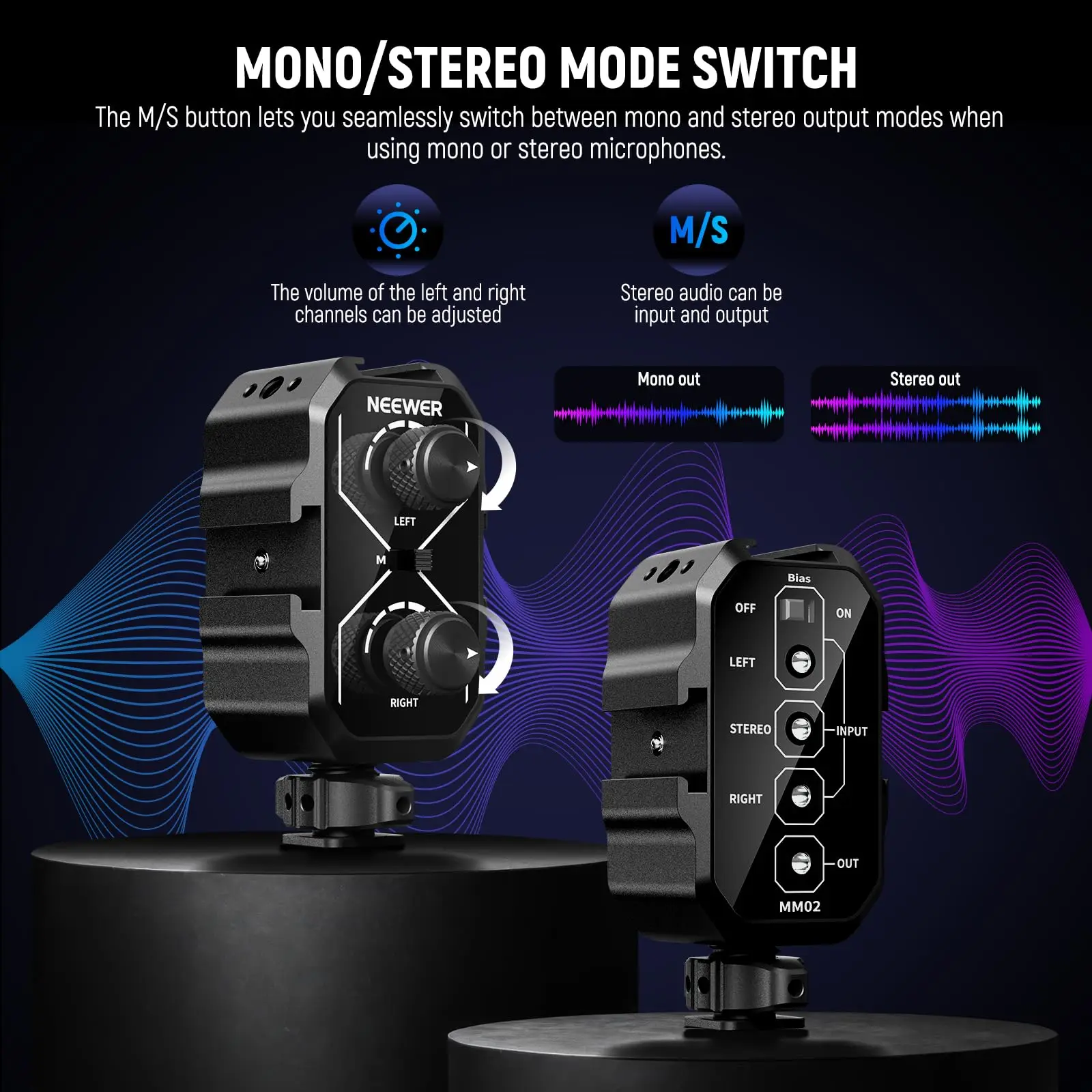 NEEWER MM02 Dual Channel Mic Mixer 3.5mm TRS
