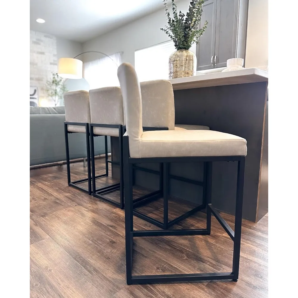 Bar Stools Counter Height Bar Stool Pu Leather Kitchen Modern Bar Chairs, Bar Stools with Back