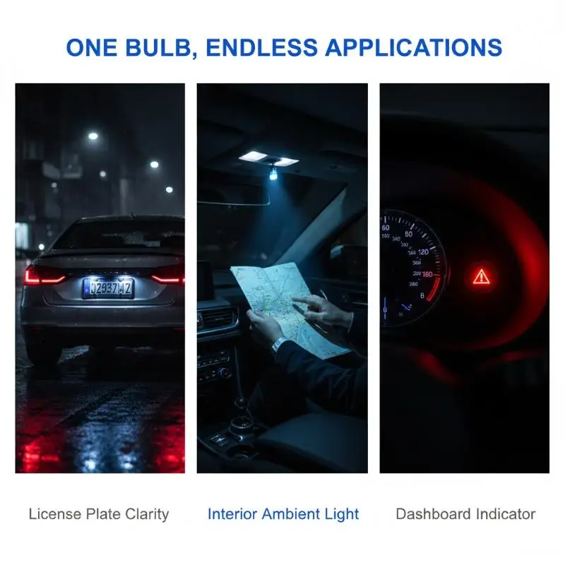【CR】2 PCS T10 LED Auto Light Bulbs Ultra Bright Energy Saving Waterproof for Car Dome  License Plate Lamps