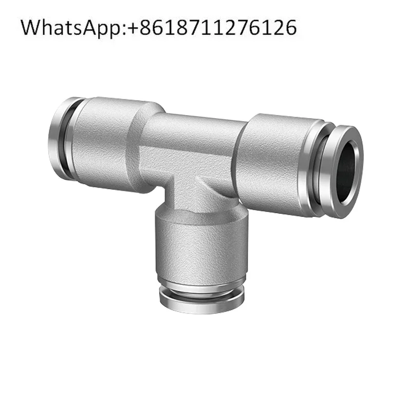 Stainless steel 304 trachea quick connector Air source tee Metal quick plug PE6 PE8 PE10 PE12 PE16