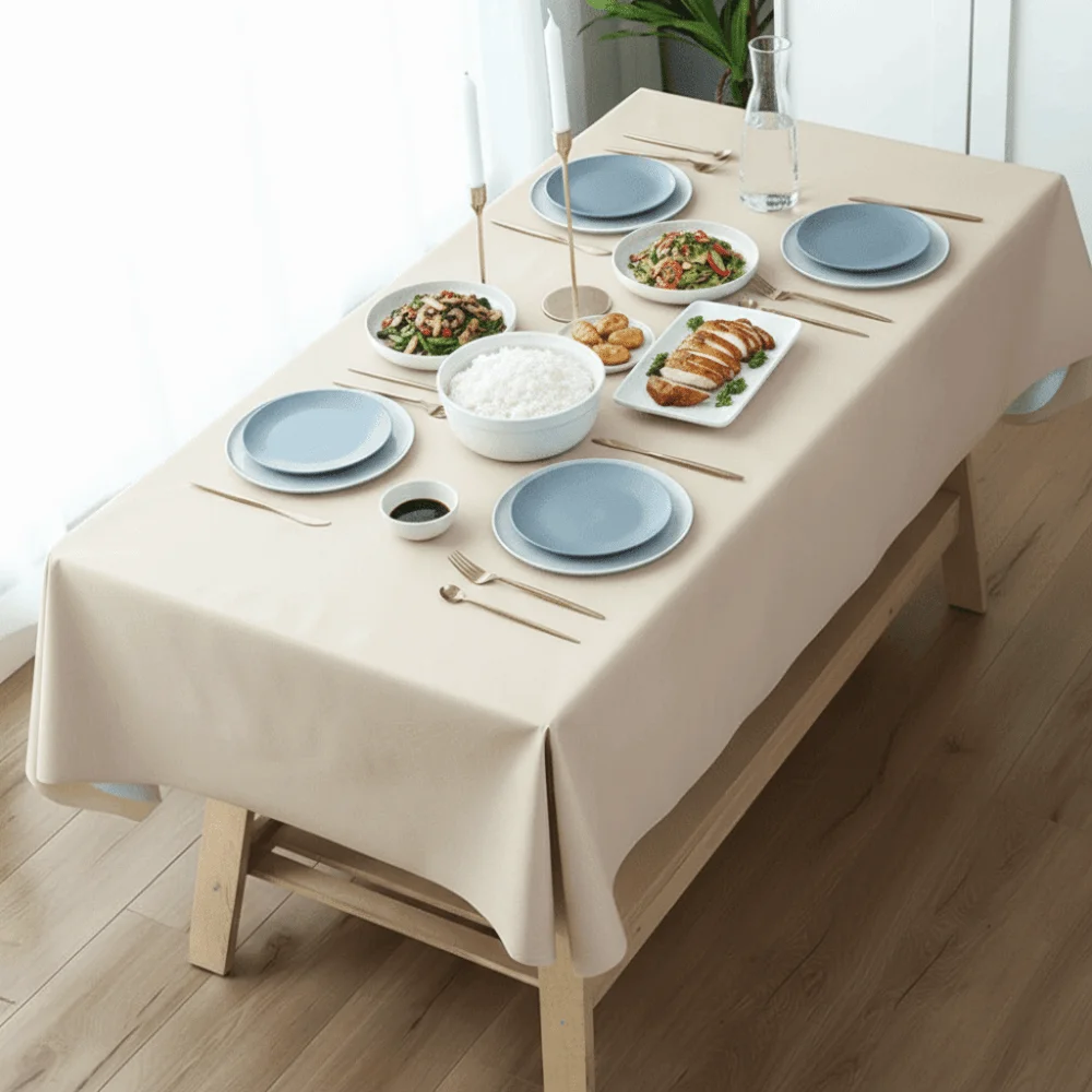 

Solid Color PVC Tablecloth Simple Decoration Waterproof Tablecloth Oil Resistant Heat Resistant Square Table Cover Home Decor