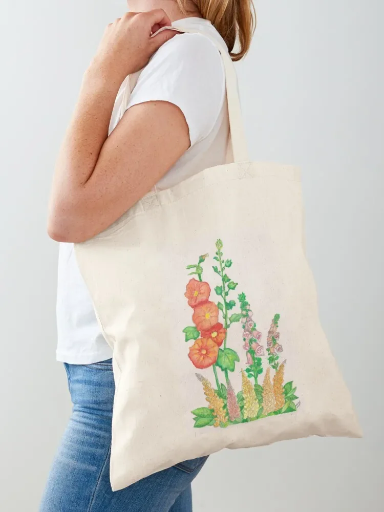 Foxgloves, hollyhocks, and lupines Tote Bag tote bags men personalized tote bag custom