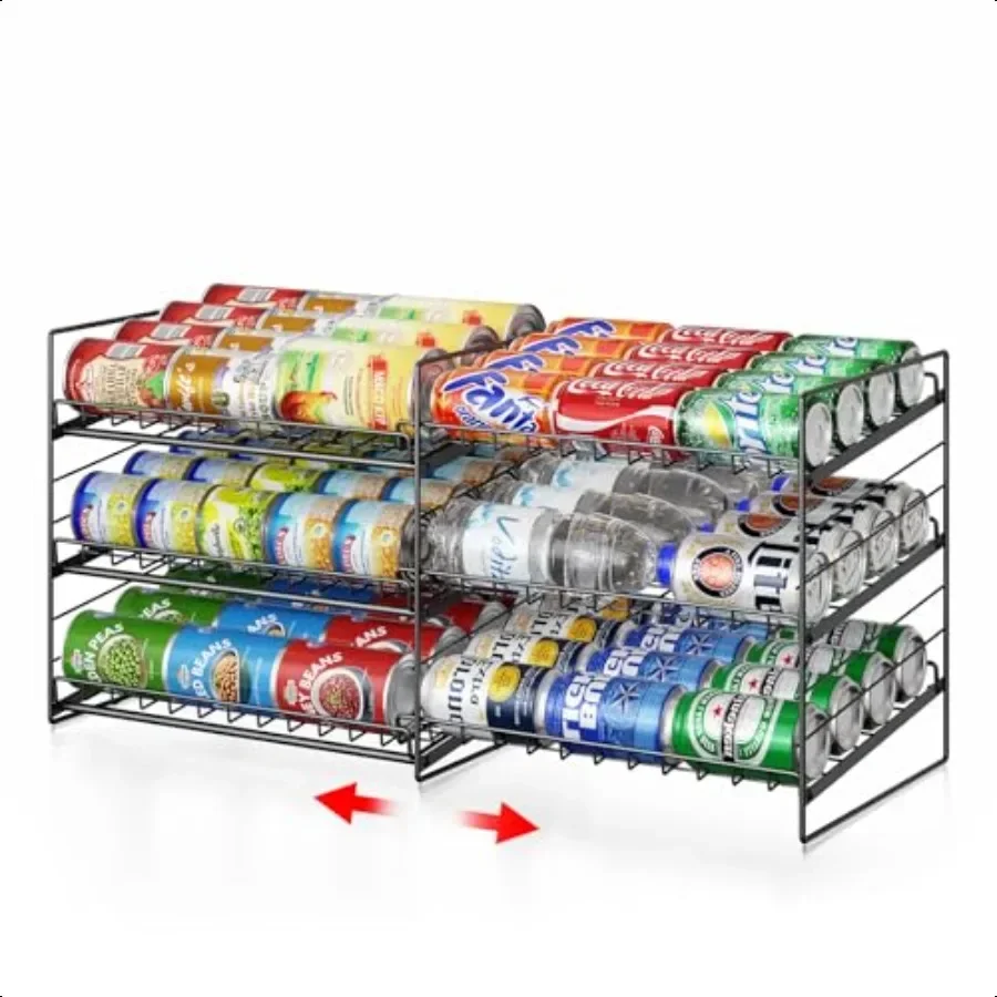 

3Tier Retractable Can Rack Organizer for Pantry Adjustable Soda Can Organizer Can Holders for Pantry Organizers and Storage Pan