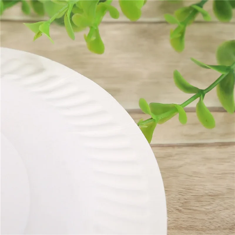 50Pcs 6 -9 Inch Disposable Party Paper Plate White DIY Baby Birthday Party Decoration Paper Dinner Plate Round Disposable Items