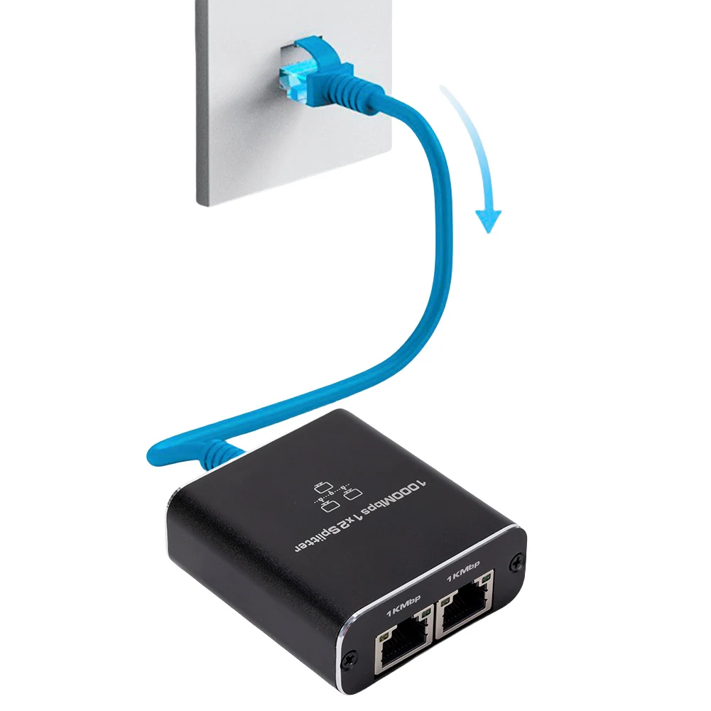 

LAN Splitter 1 To 2 with USB Power Cable RJ45 Ethernet Coupler Splitter High Speed Network Splitter for PC TV Box Router Sharer