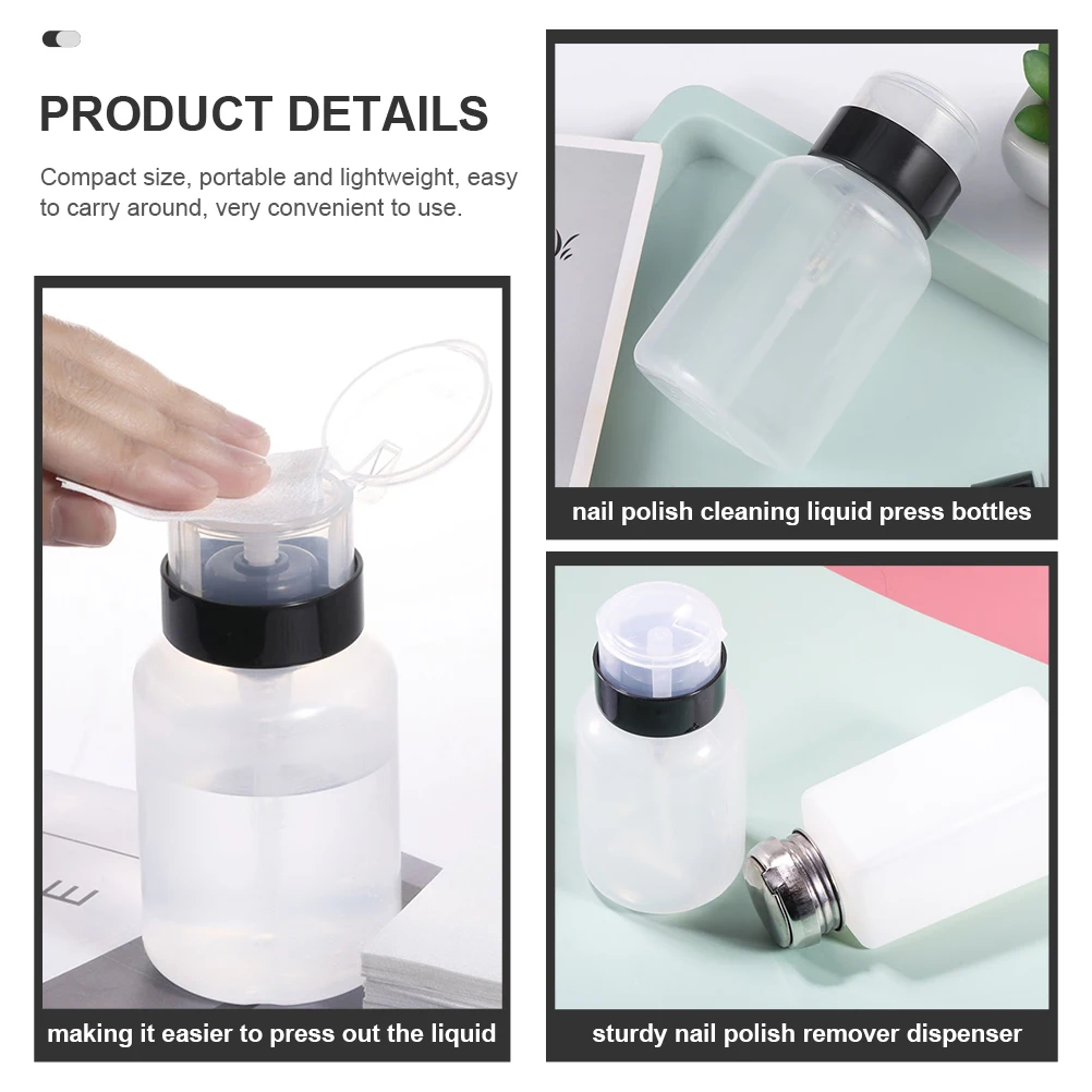 2 stücke Nagellack Entferner Spender Flaschen Drücken Leere Flüssigkeit Behälter PP Kompakte Tragbare Breite Öffnung Lack Kleine Praktische
