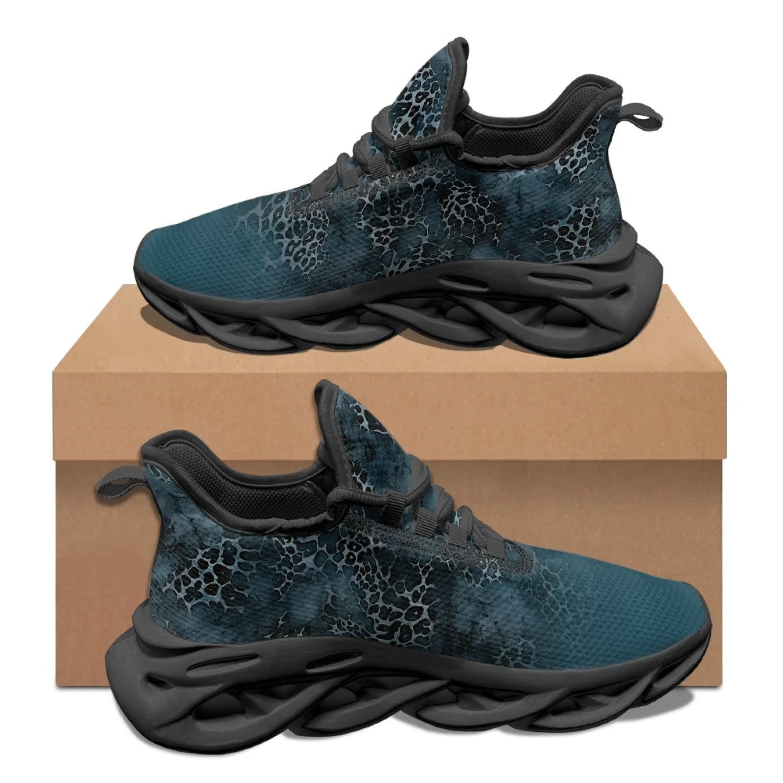 PENSTROLL Blue Leopard Athletic Running Sport Shoes Men's Racing Shoes for Unisex Non Slip Mens Running Shoes