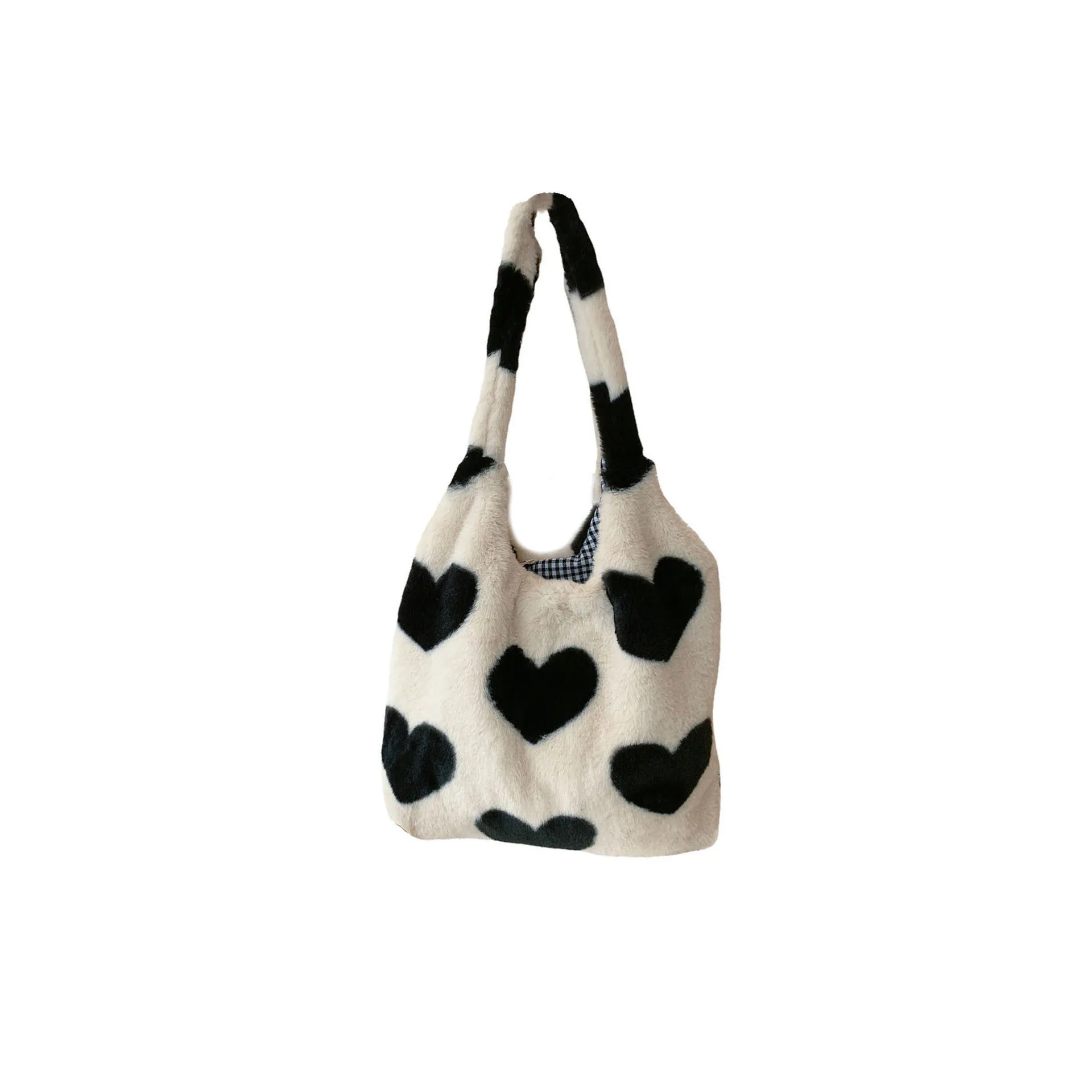 Autumn and Winter New Plush Love heart Tote Bag Women's One Shoulder Crossbody Large Capacity Tank Top Bag