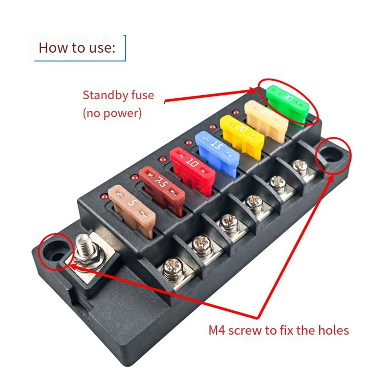 12V ฟิวส์บล็อก ATO ใบมีดฟิวส์พร้อมฝาครอบแผงฟิวส์รีเลย์กล่องชุดรถฟิวส์กล่อง