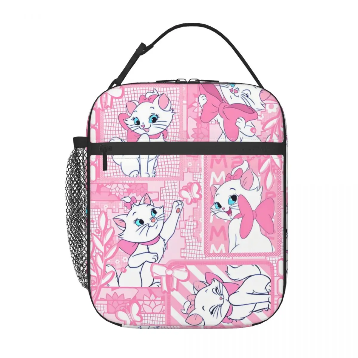 Pink Marie Cat Isolado Lunch Bag, desenhos animados bonitos, aristocats, saco térmico, sacola portátil reutilizável, lancheira, bolsas de alimentos, trabalho, viagens