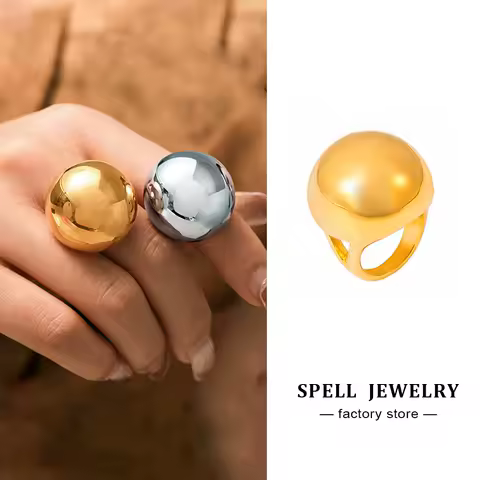 Striking Chunky Rings In Stainless Steel For Women Hip Hop Rock Style Hyperbole Gold Silver Color Women's Ring Large Female Ring