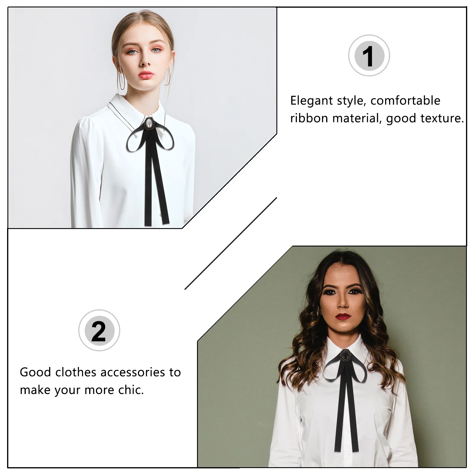 

3Pcs Bow Tie Japanese Long Bowknot Ladies Shirt Accessories Pre-Tied Clip-on Elegant Party Banquet Dancing Cosplay