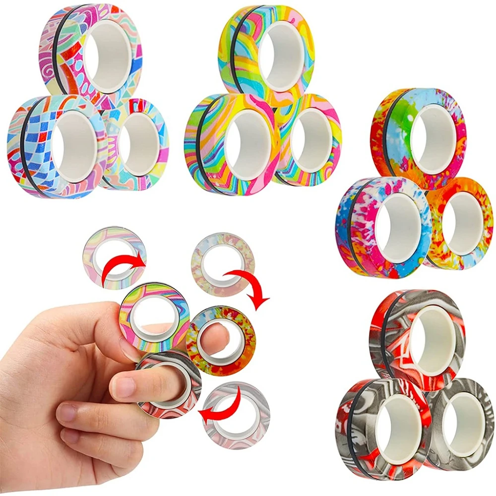 Magnetic Finger Ring Fidget Toys AntiStress Magnetic Rings Magic Bracelet Funny Finger Spinner for Kids Adult Stress Relief Toys