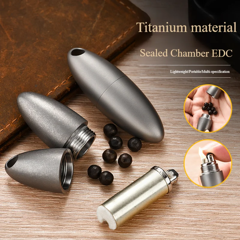 Mini Titanium Fuel Oil Lighter - Waterproof & Moisture-Proof EDC Tool with Sealed Compartment for Medicine Storage
