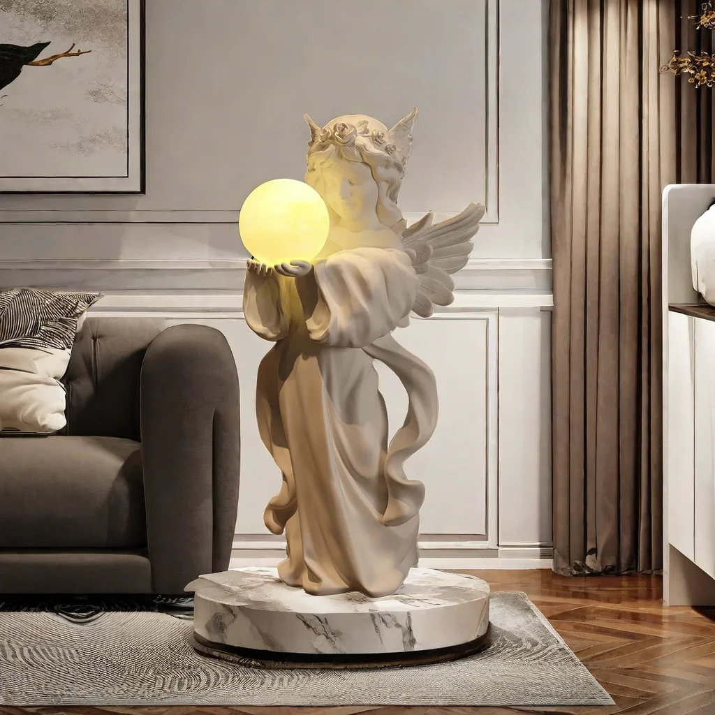 

Retro art angel sculpture living room high-end TV cabinet wine cabinet decoration floor ornament housewarming gift