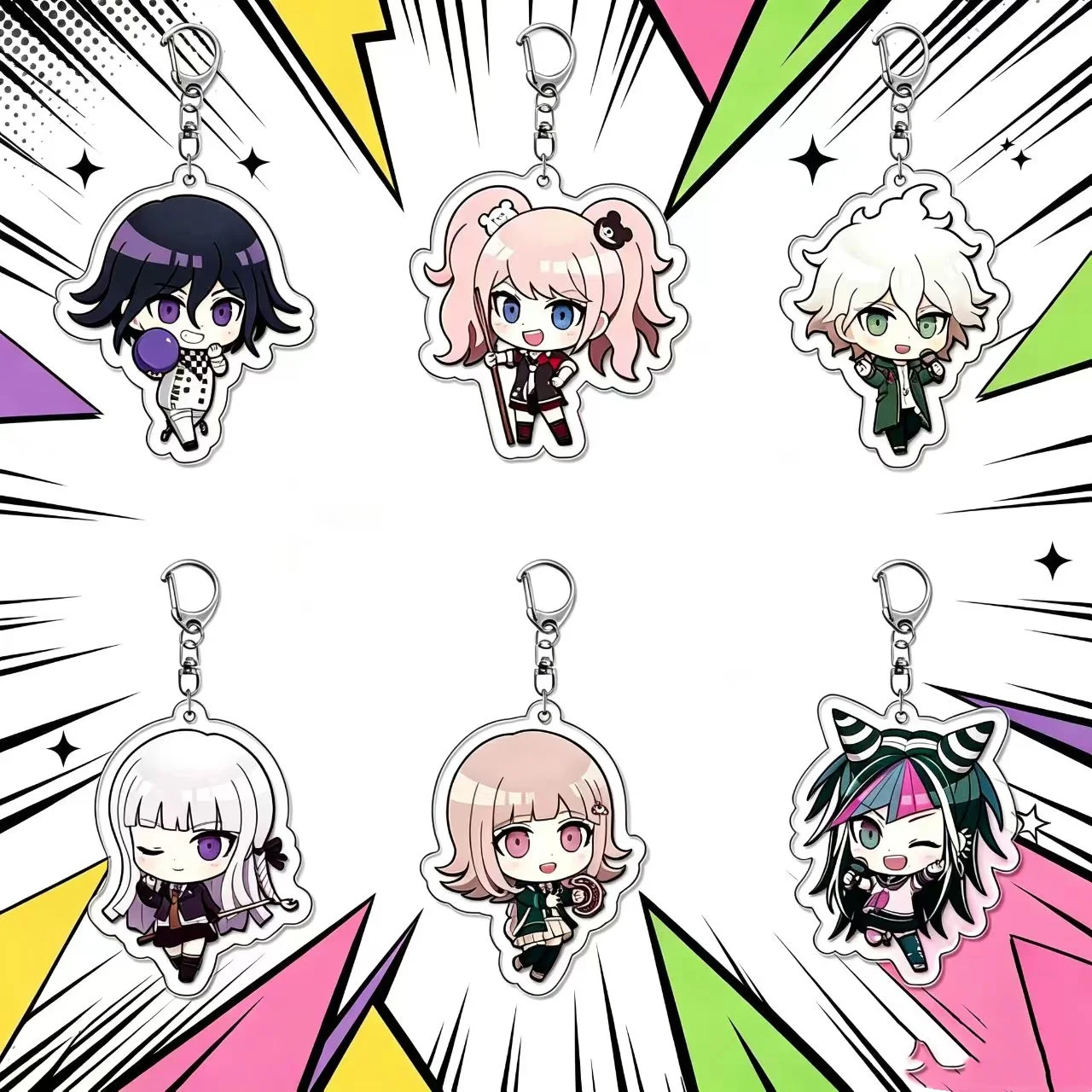 Danganronpa Double Sided Acrylic Keychain Q Version ChiaKi Nagito Kokichi Junko Kyoko Ibuki Keyring Pendant Fans Collection Gift