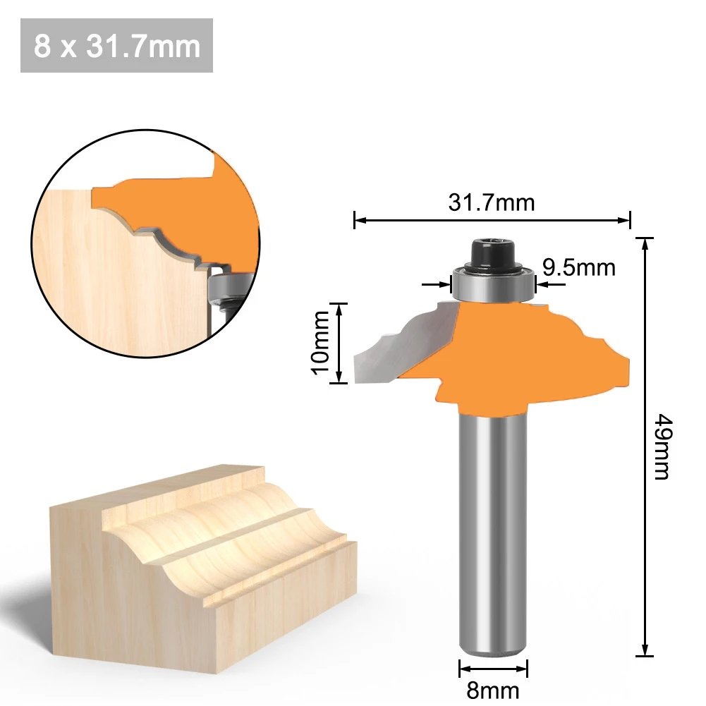 1 pz 8MM codolo fresa intaglio del legno Router di legno punta dritta fresa Trimmer pulizia filo Trim angolo scatola rotonda Cove