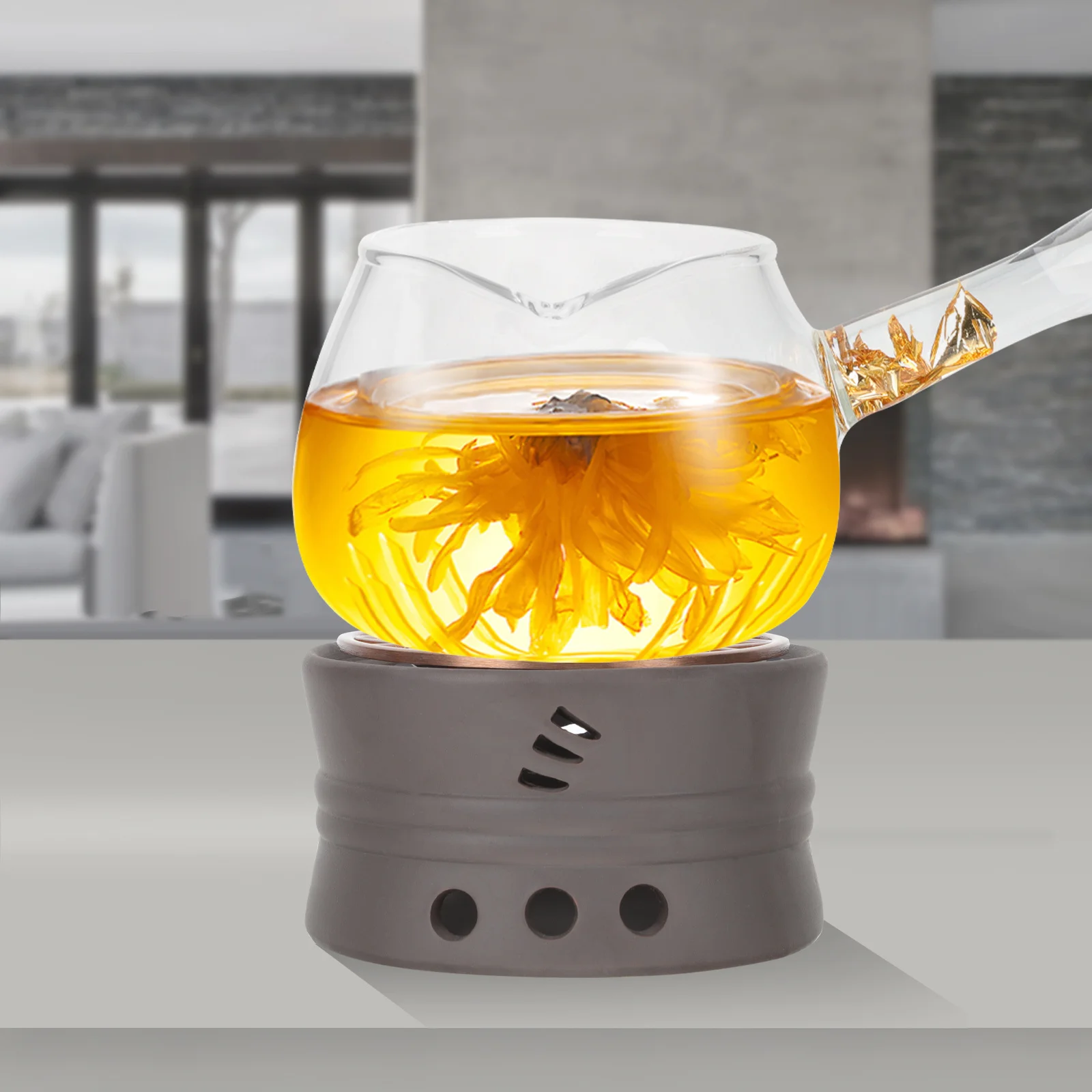 1Set Modern Teapot Heater Ceramic Material Non Slip Bottom for Tea Warming Stove Home Office Restaurant Tea Time Essential