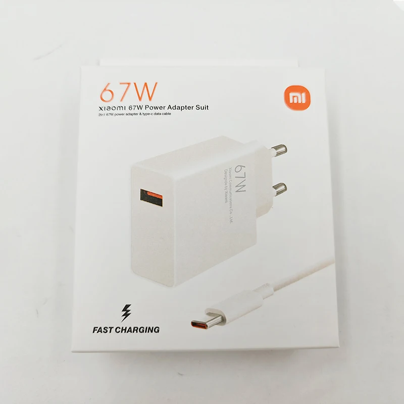Xiaomi 67 واط شاحن محول الطاقة دعوى USB شاحن سريع للغاية محول الطاقة 2 في 1 67 واط محول الطاقة وكابل بيانات من النوع C