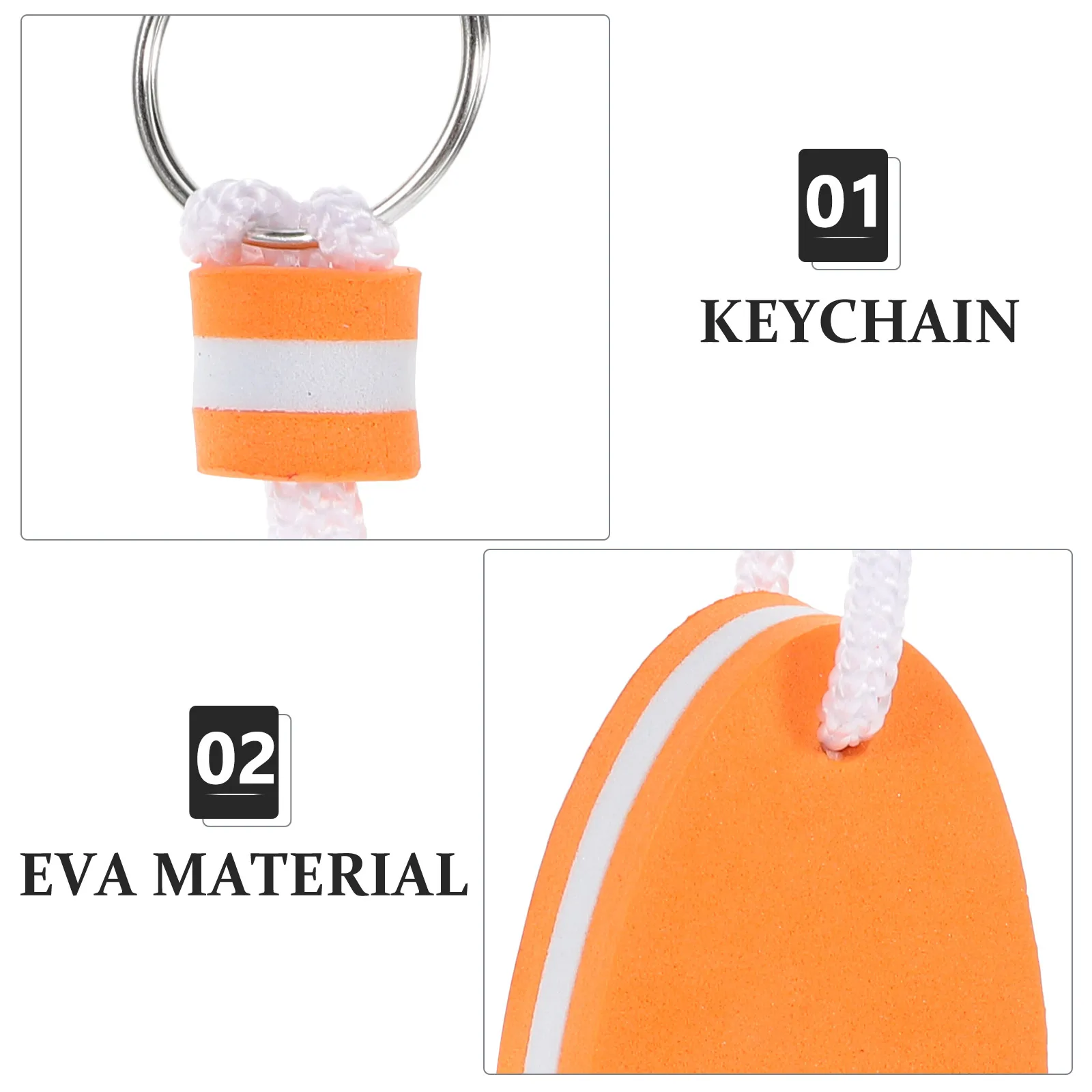 

6pcs Floating Eva Water Sports Floating Keychain Bright Color Boat Rafting Fishing Pendant Decorative Key Ring