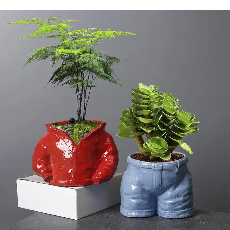 

Ceramic Flowerpots Cartoon Jeans Flower Vases Tabletop Decoration Flower Vase Plant Decoration Flower Vases Garden Accessories