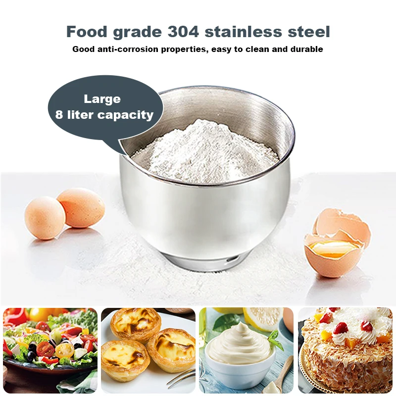 Household Stand Mixer High Power Capacity 1800W 8L Cake Bread Dough Mixer Planetary Electric Home Kitchen Appliance Food Mixer view 4