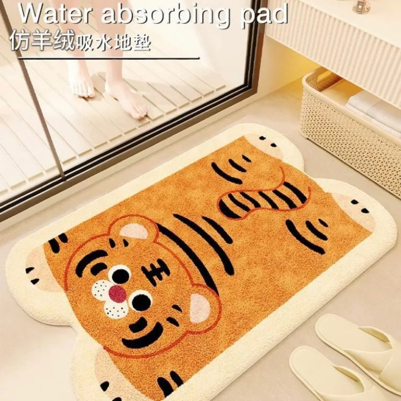 

VIKAMA Cute Animal Irregular Bathroom Mat Water Absorbent Quick Drying Non Slip Rug For Toilet Entrance Home Entryway Mat