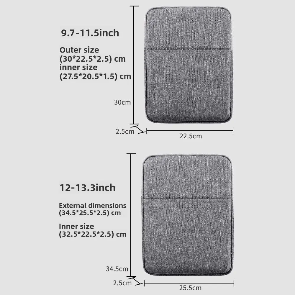 Portable 9-13.3 inch Tablet Sleeve Bag with Shoulder Strap Waterproof Shockproof Handle Carrying Case eReader Storage Bag