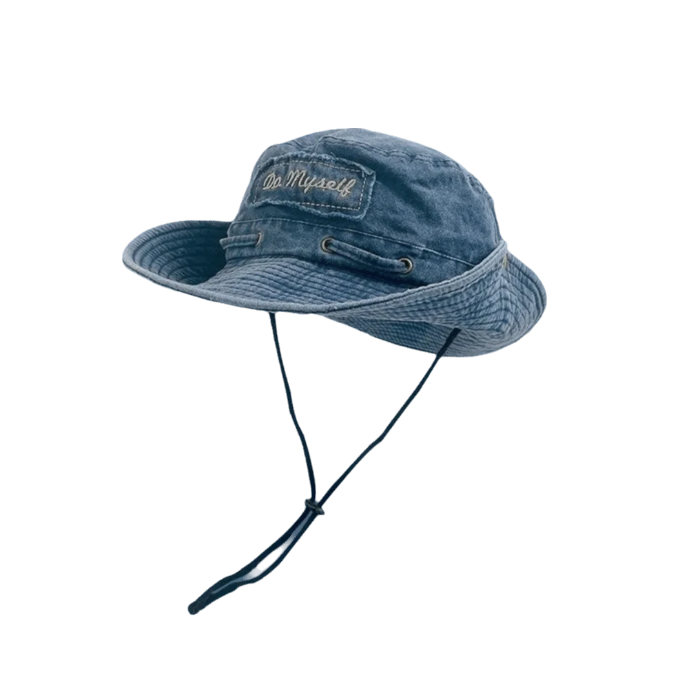 

Fashionable Vintage Wash Western Cowboy Hat Drawstring Sun Protection Sun Hat Solid Color Fisherman Hat Mountaineering