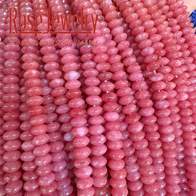 3x6mm Natural Pink Jades Stone Beads Flying Saucer Abacus Shape Round Loose Beads for DIY Jewelry Making Bracelets Necklaces 15