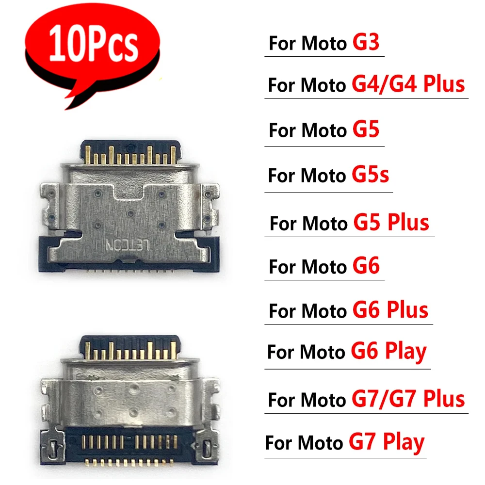 10Pcs，New USB Charging Port Connector Charge Jack Socket Plug tail plug For Moto One G3 G4 G5 G5S G6 Play G7 Plus G8 Power Lite